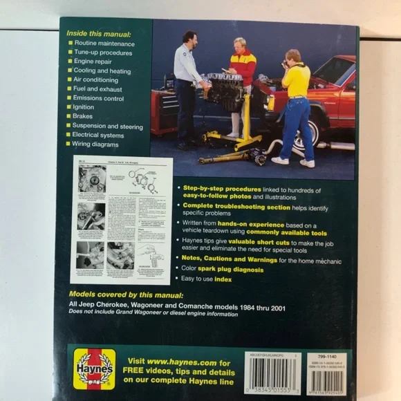 Haynes 1984-2001 Jeep Cherokee Wagoneer Comanche Repair Manual - Picture 5 of 9